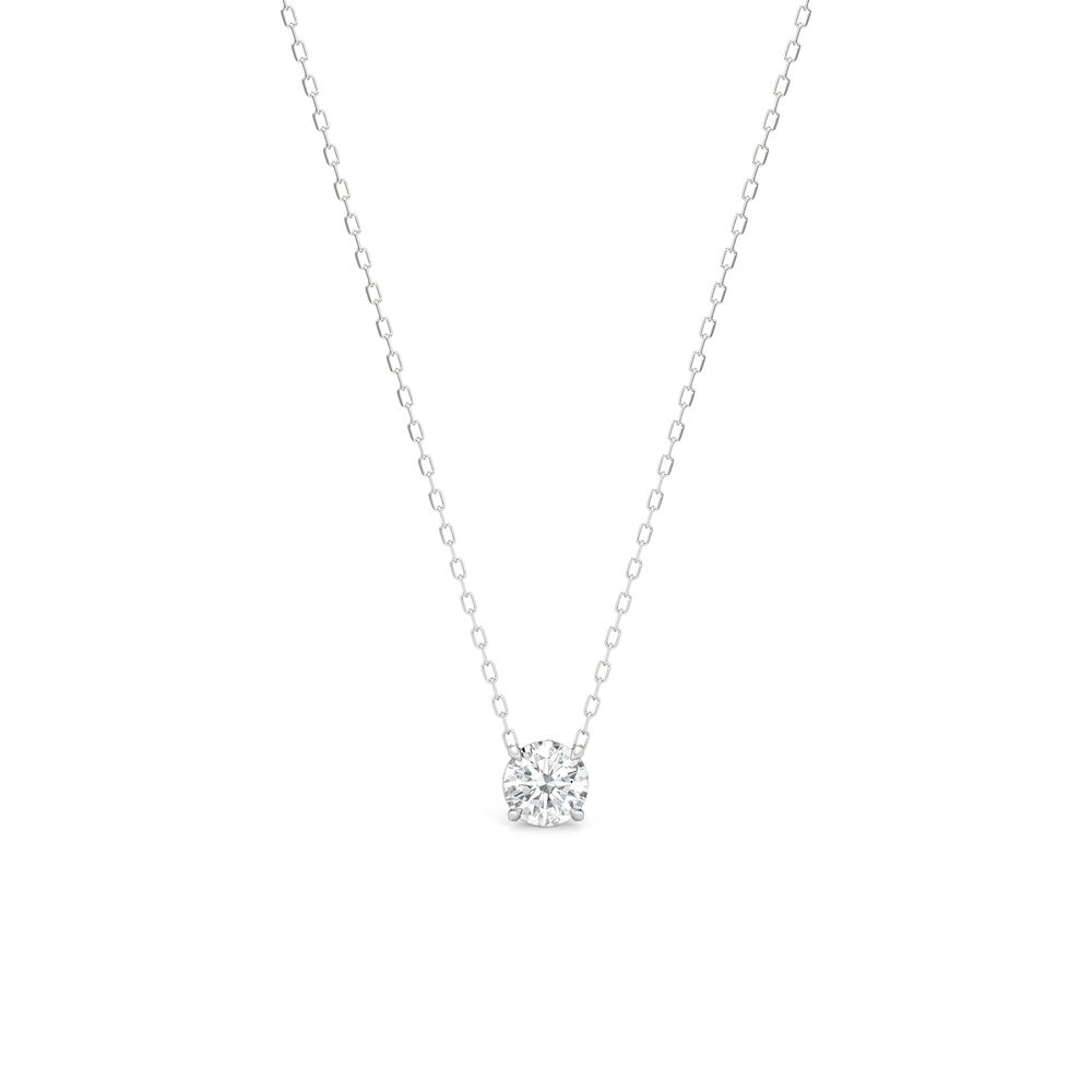 The W Classic Necklace with 14KT White Gold / Lab / 1 Cut Diamond in 14KT White Gold / Lab / 1 view 2
