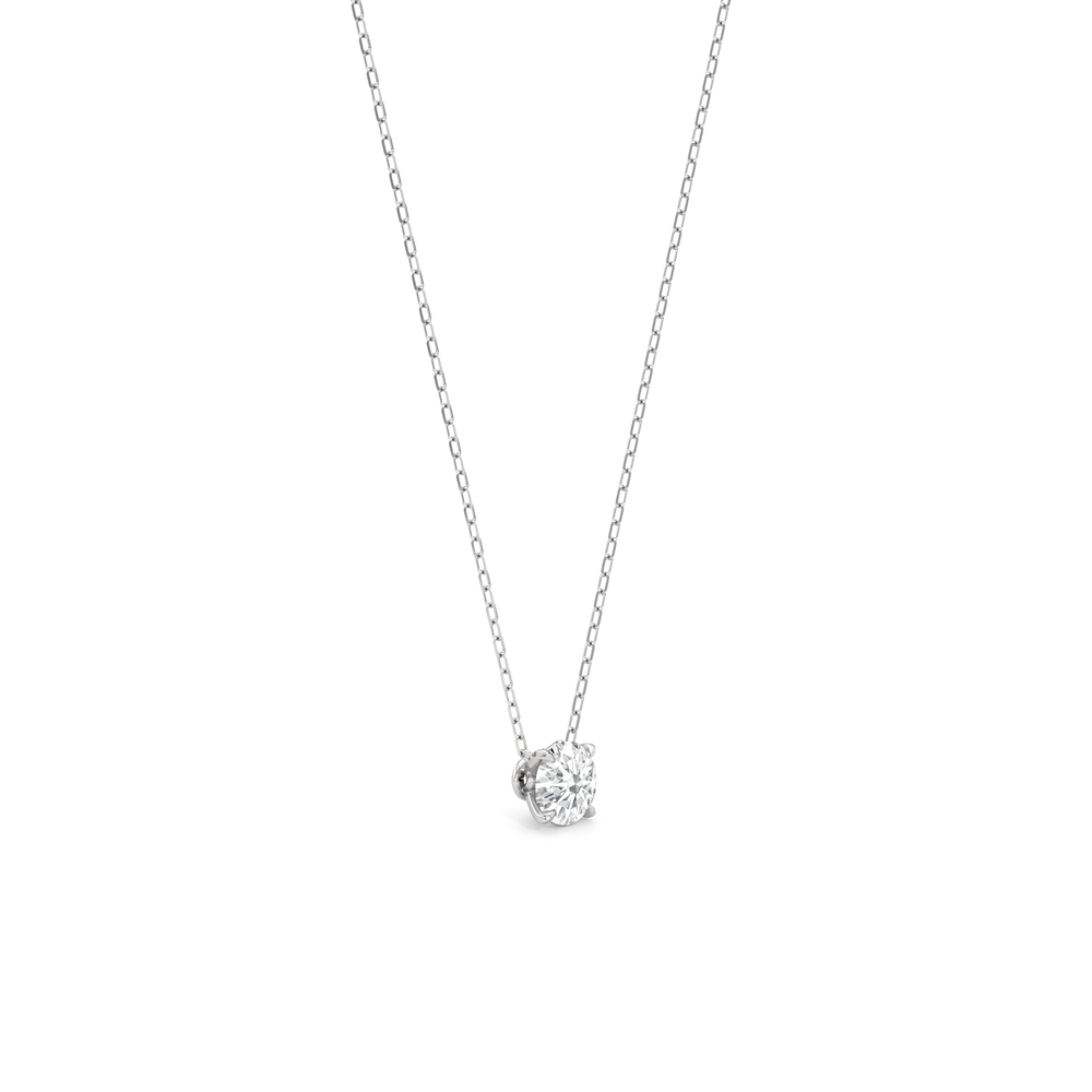 The W Classic Necklace with 14KT White Gold / Lab / 1 Cut Diamond in 14KT White Gold / Lab / 1 view 5
