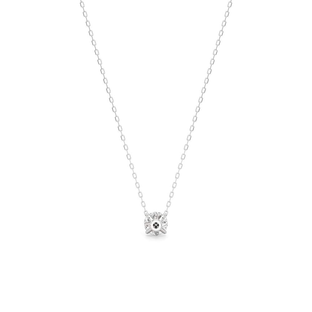 The W Classic Necklace with 14KT White Gold / Lab / 1 Cut Diamond in 14KT White Gold / Lab / 1 view 6
