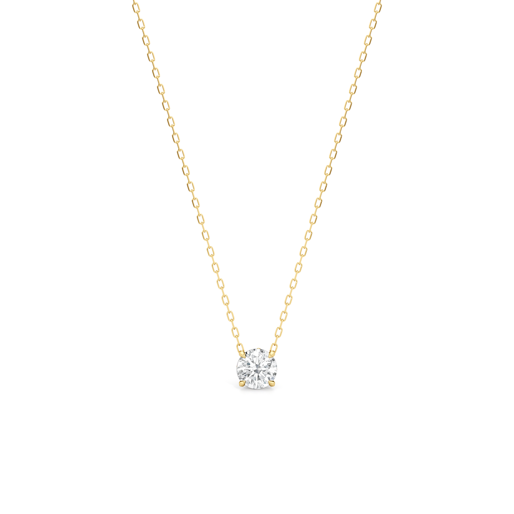 The W Classic Necklace with 14KT Yellow Gold / Lab / 1 Cut Diamond in 14KT Yellow Gold / Lab / 1 view 2
