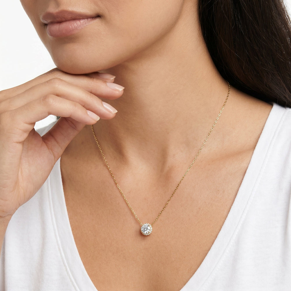The Chrysler Classic Necklace with 14KT Yellow Gold / Lab / 1 1/8 Cut Diamond in 14KT Yellow Gold / Lab / 1 1/8 view 3

