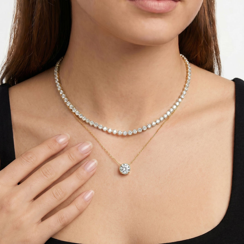 The Chrysler Classic Necklace with 14KT White Gold / Lab / 2 1/3 Cut Diamond in 14KT White Gold / Lab / 2 1/3 view 4
