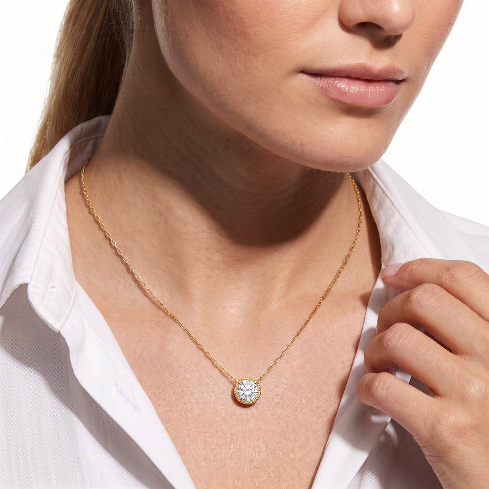 The Mercer Solitaire Necklace with 14KT Rose Gold / Lab / 2 Cut Diamond in 14KT Rose Gold / Lab / 2 view 3
