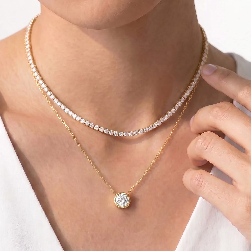 The Mercer Solitaire Necklace with 14KT White Gold / Lab / 2 Cut Diamond in 14KT White Gold / Lab / 2 view 4
