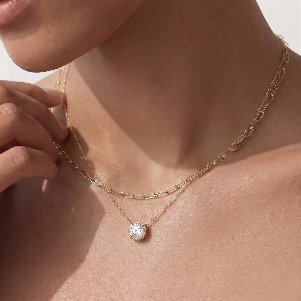 The Mercer Solitaire Necklace with 14KT White Gold / Lab / 1 Cut Diamond in 14KT White Gold / Lab / 1 view 4
