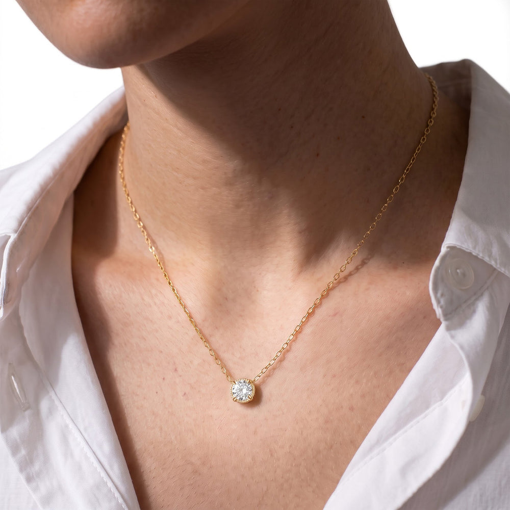The Mercer Solitaire Necklace with 14KT Rose Gold / Lab / 1 Cut Diamond in 14KT Rose Gold / Lab / 1 view 3
