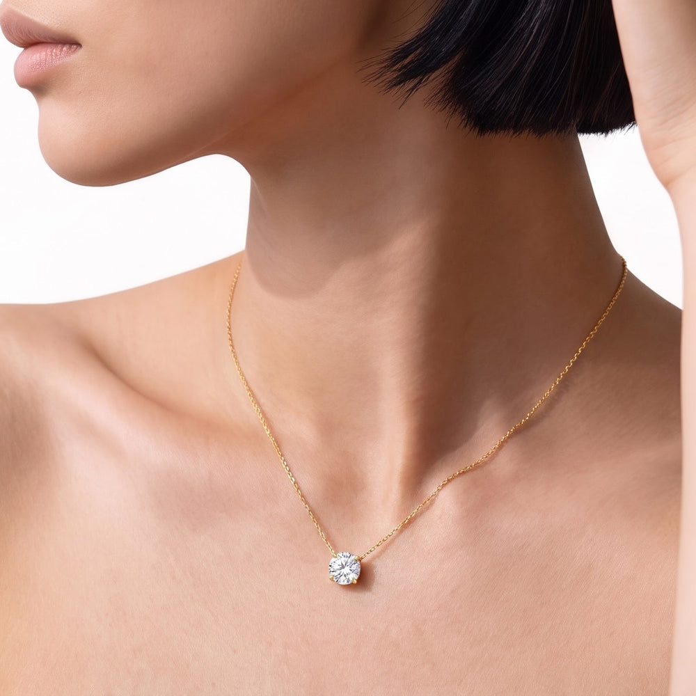 The Tulip Grand Necklace with 14KT White Gold / Lab / 2 Cut Diamond in 14KT White Gold / Lab / 2 view 3

