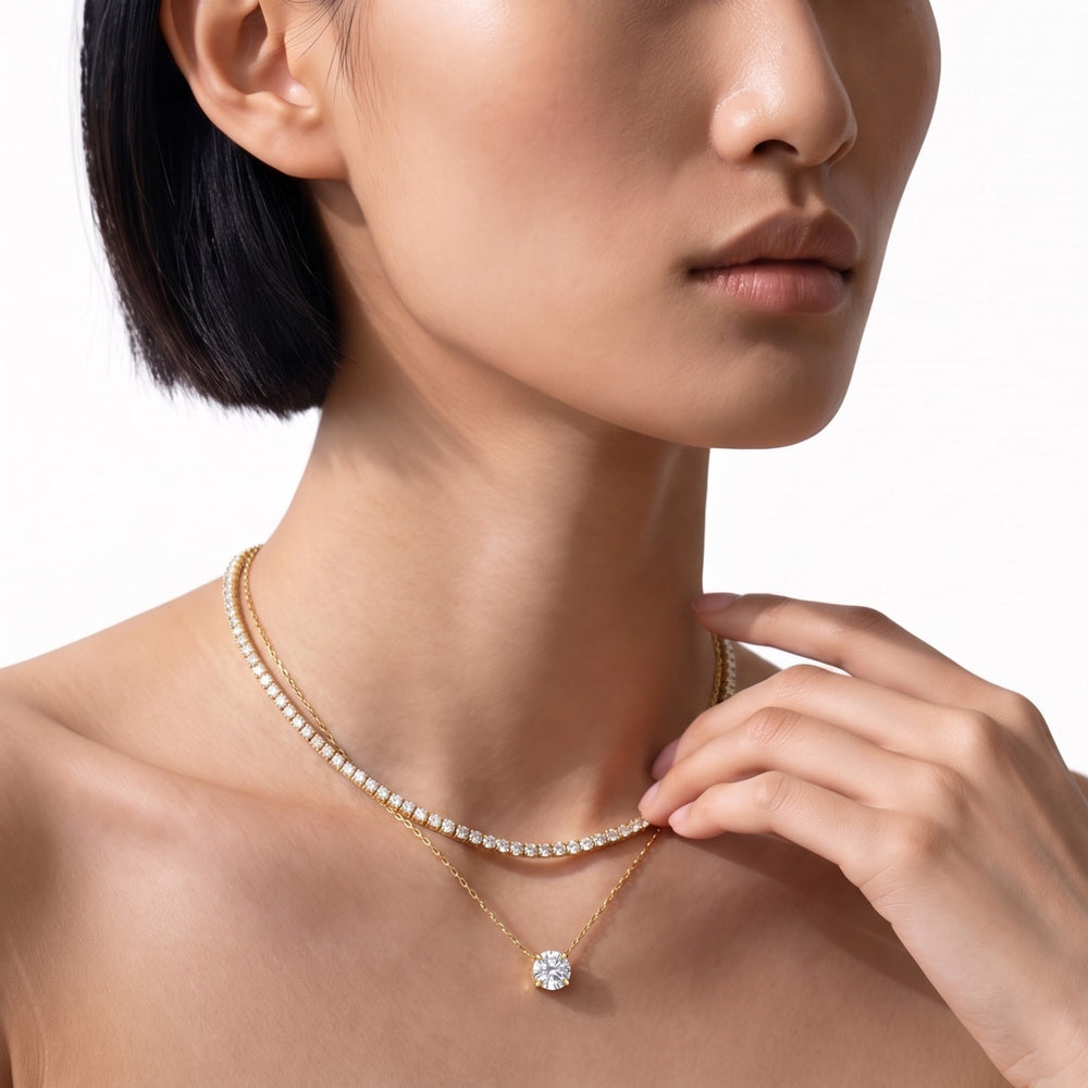 The Tulip Grand Necklace with 14KT White Gold / Lab / 2 Cut Diamond in 14KT White Gold / Lab / 2 view 4
