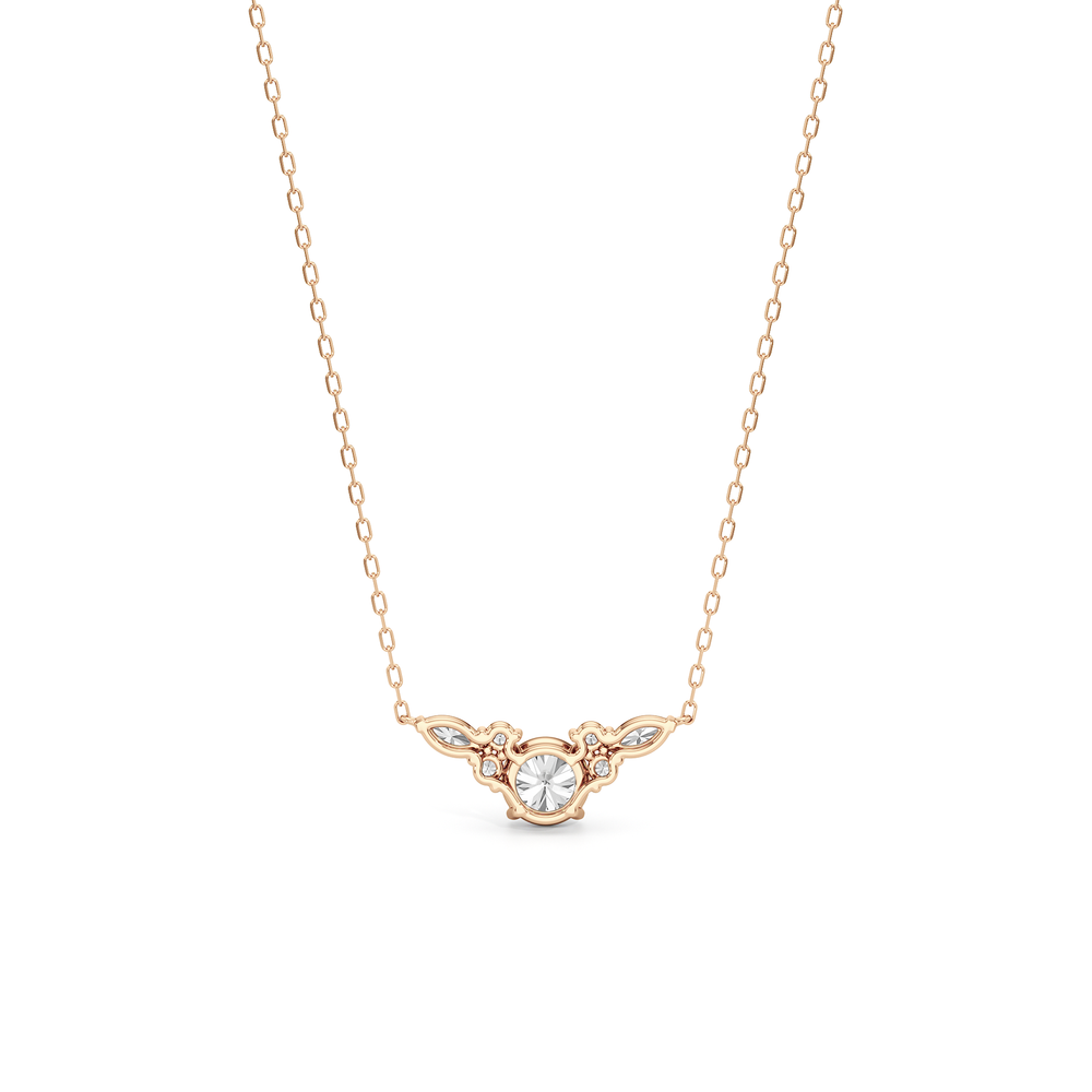 Fine Trio Accent Necklace with 14KT Rose Gold / Lab / 1 3/8 Cut Diamond in 14KT Rose Gold / Lab / 1 3/8 view 5
