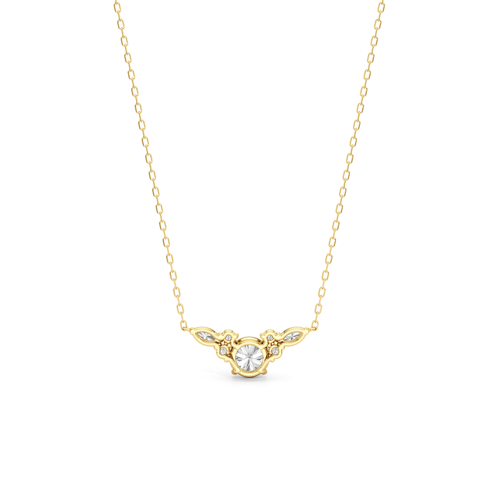 Fine Trio Accent Necklace with 14KT Yellow Gold / Lab / 1 3/8 Cut Diamond in 14KT Yellow Gold / Lab / 1 3/8 view 5
