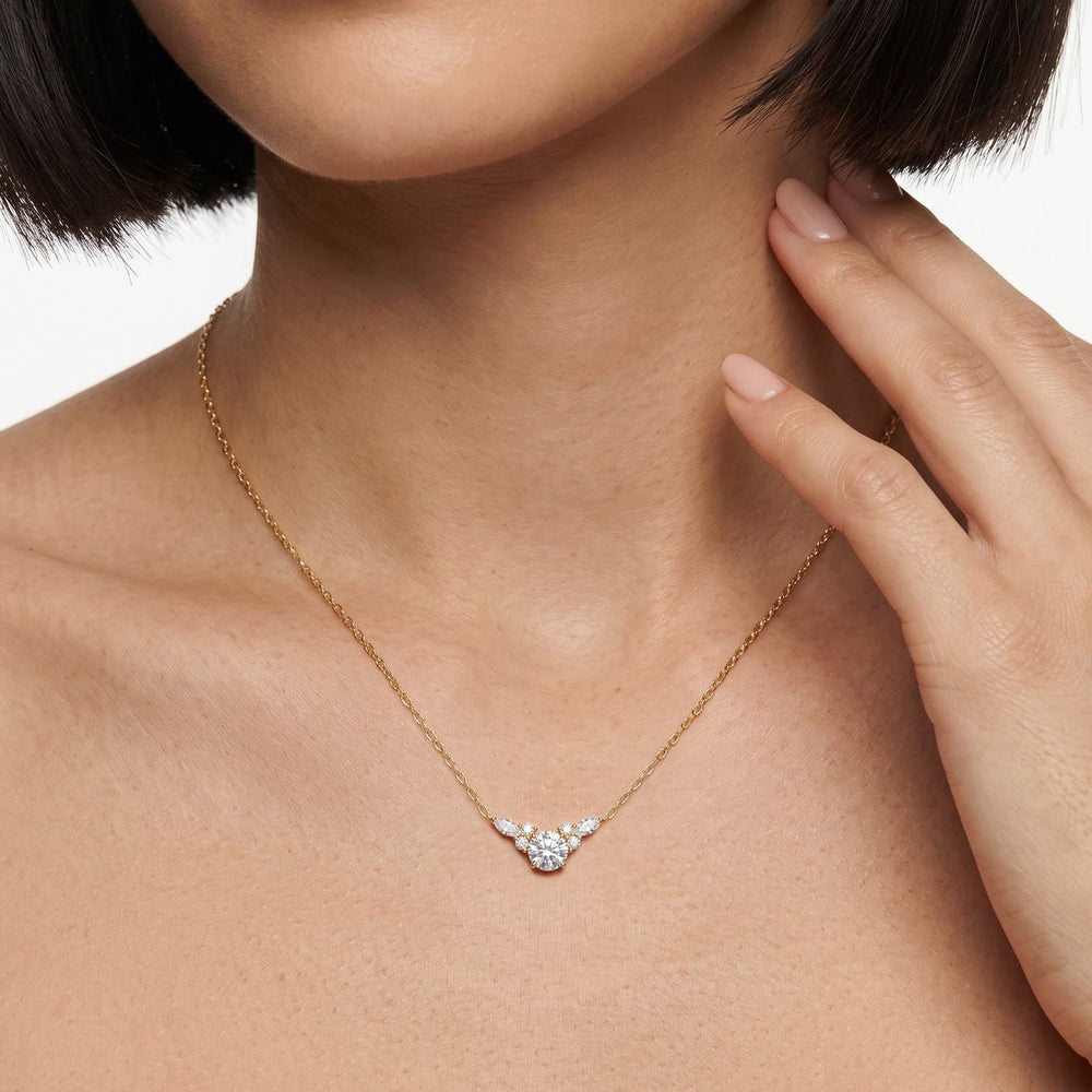 Fine Trio Accent Necklace with 14KT Rose Gold / Lab / 1 3/8 Cut Diamond in 14KT Rose Gold / Lab / 1 3/8 view 2
