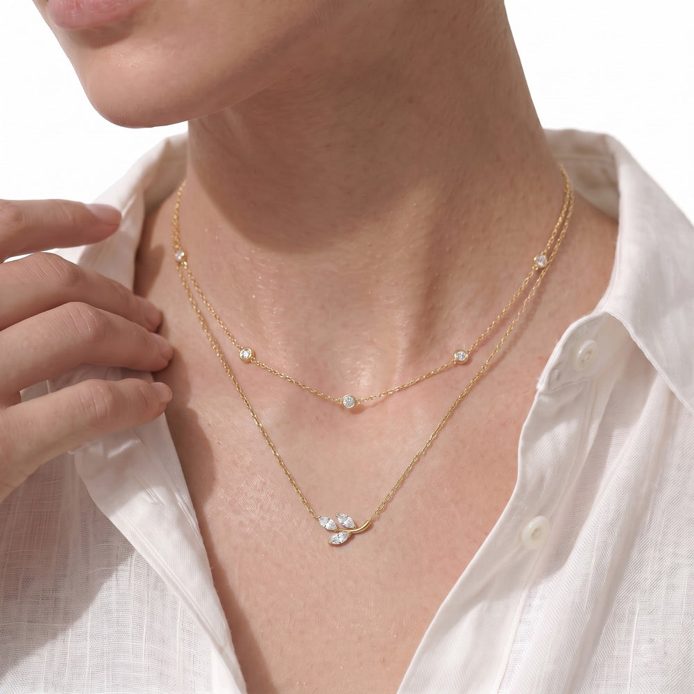 The Vine Muse Necklace with 14KT Yellow Gold / Lab / 5/8 Cut Diamond in 14KT Yellow Gold / Lab / 5/8 view 3
