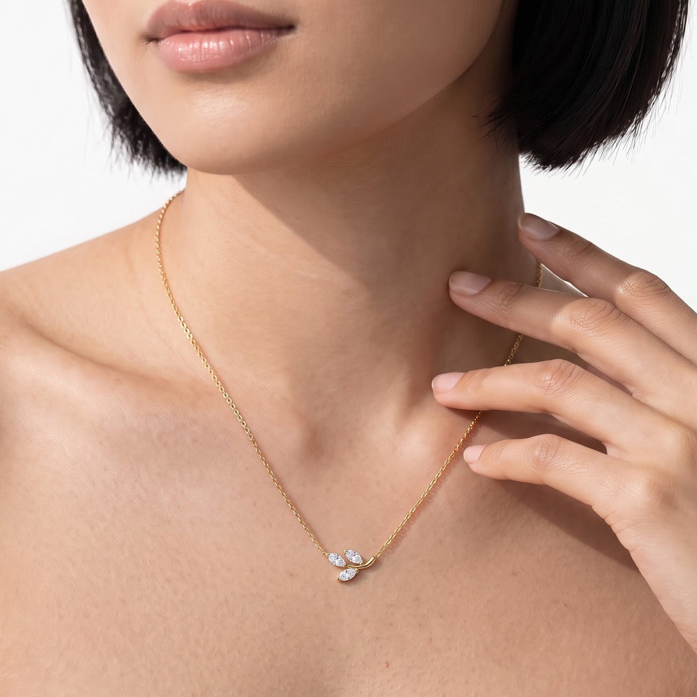 The Vine Muse Necklace with 14KT Yellow Gold / Lab / 5/8 Cut Diamond in 14KT Yellow Gold / Lab / 5/8 view 2
