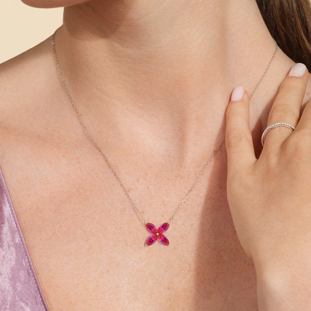 Model Wearing Ruby Wildflower Necklace view
