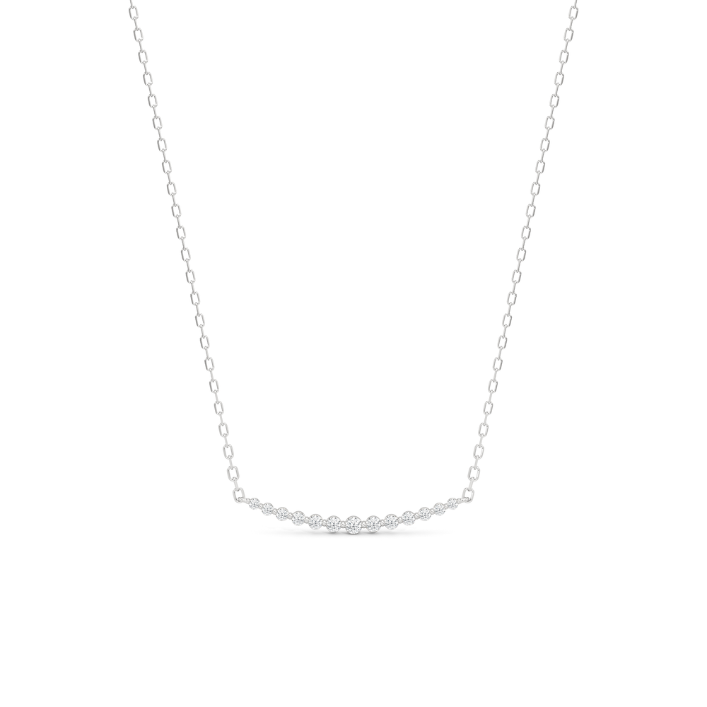 The Crescent Necklace with 14KT White Gold / Lab / 1/4 Cut Diamond in 14KT White Gold / Lab / 1/4 view 1
