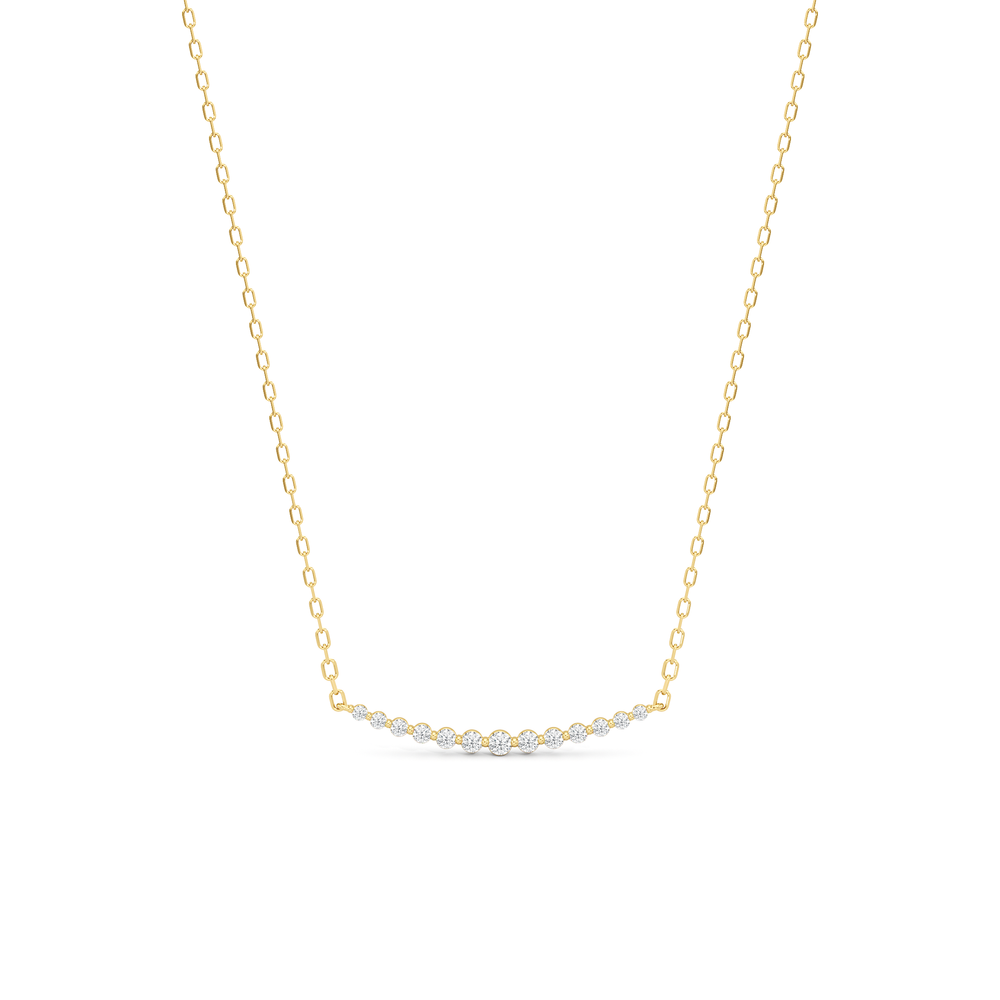 The Crescent Necklace with 14KT Yellow Gold / Lab / 1/4 Cut Diamond in 14KT Yellow Gold / Lab / 1/4 view 1
