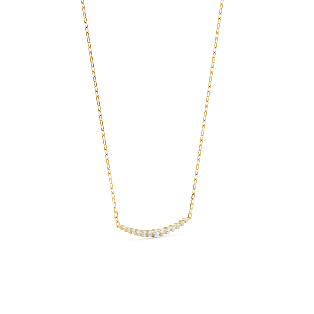The Crescent Necklace with 14KT Yellow Gold / Lab / 1/4 Cut Diamond in 14KT Yellow Gold / Lab / 1/4 view 4
