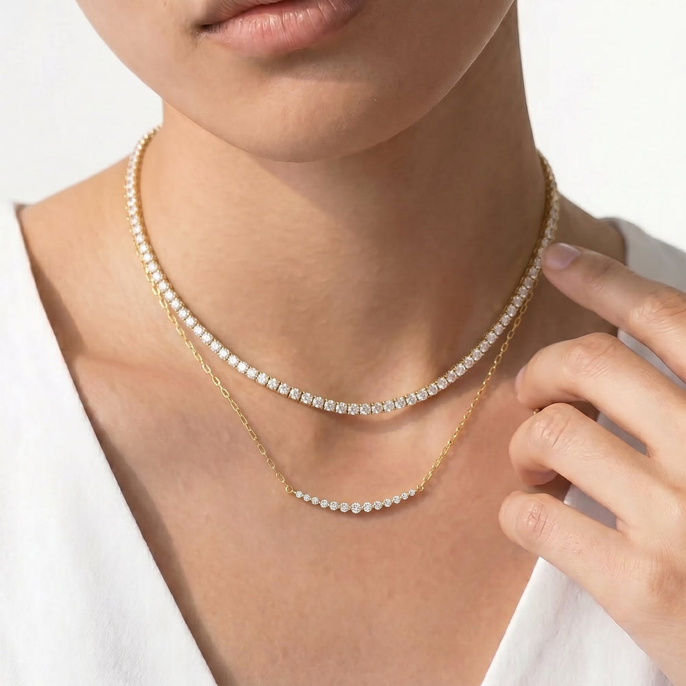 The Crescent Necklace with 14KT Yellow Gold / Lab / 1/4 Cut Diamond in 14KT Yellow Gold / Lab / 1/4 view 3
