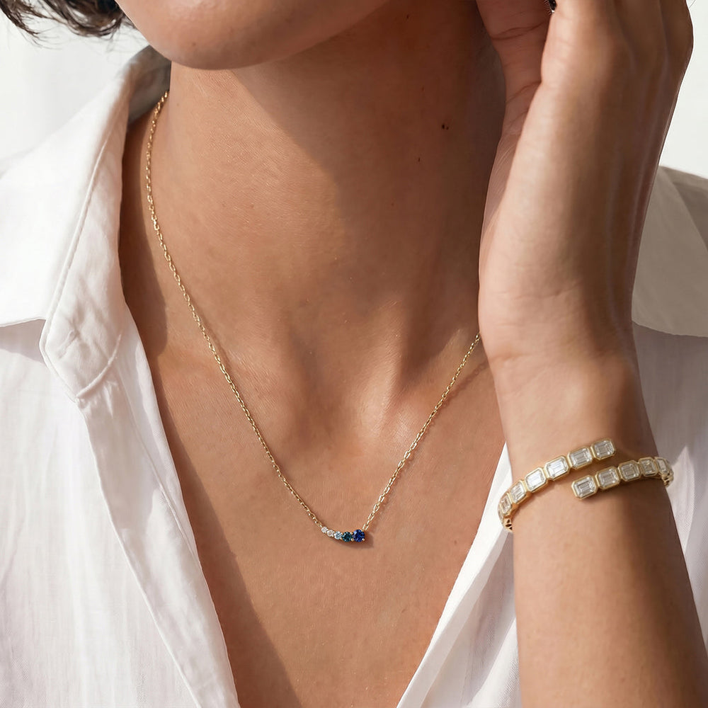 The Indy Necklace with Lab Cut Diamond in 14KT Yellow Gold view 3
