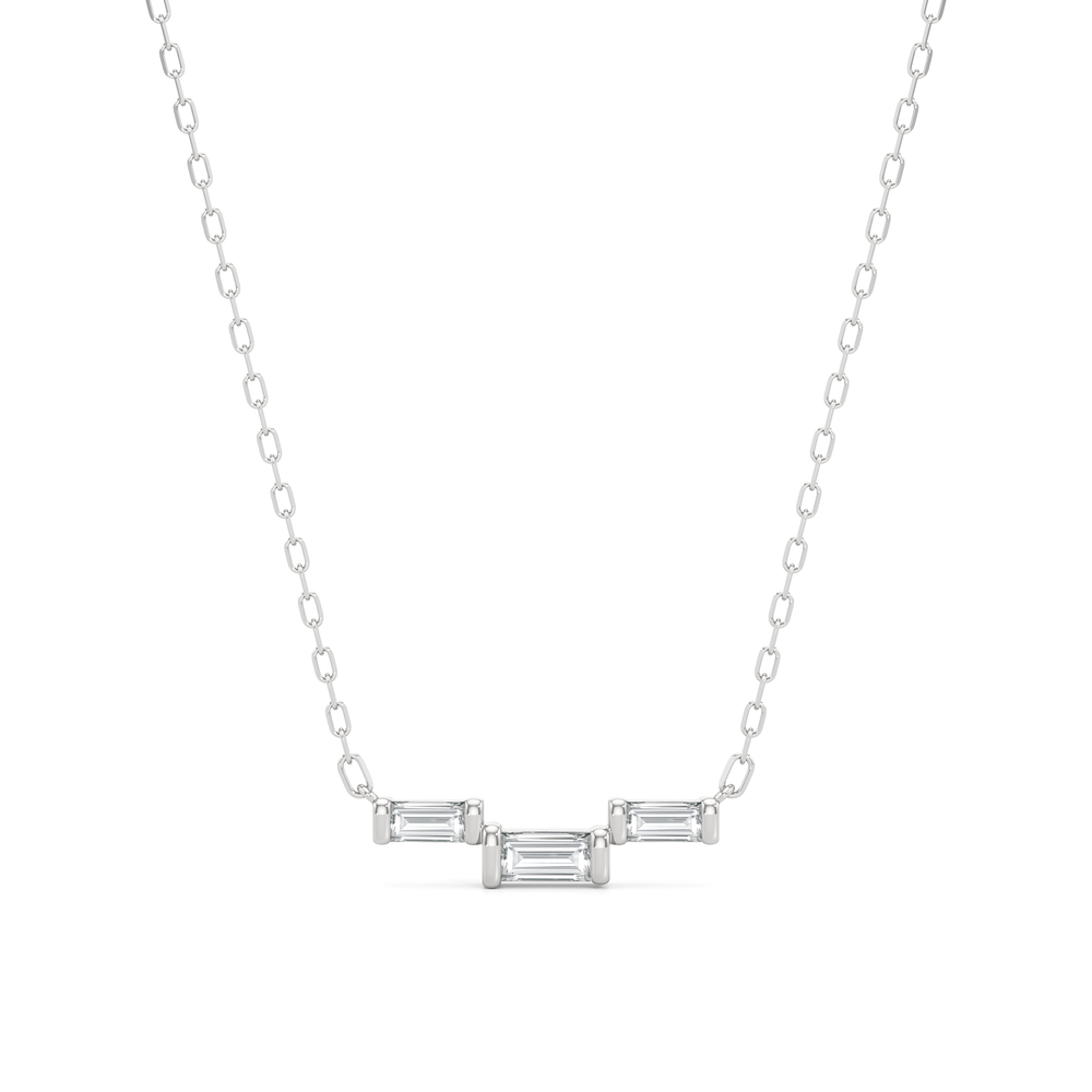 The Iris Necklace with Sterling Silver / Lab / 1/4 Cut Diamond in 14KT Sterling Silver / Lab / 1/4 view 1

