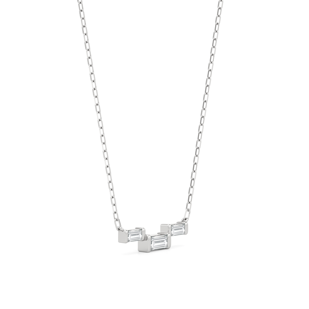 The Iris Necklace with Sterling Silver / Lab / 1/4 Cut Diamond in 14KT Sterling Silver / Lab / 1/4 view 4
