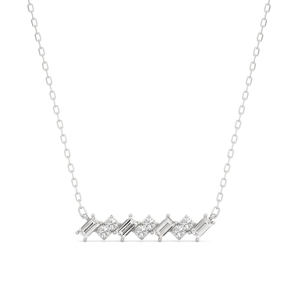 The Demi Necklace with Sterling Silver / Lab / 1/2 Cut Diamond in 14KT Sterling Silver / Lab / 1/2 view 1
