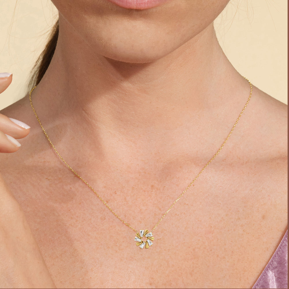 The Eloise Necklace with 18K Yellow Gold Vermeil / Lab / 1 Cut Diamond in 14KT 18K Yellow Gold Vermeil / Lab / 1 view 2

