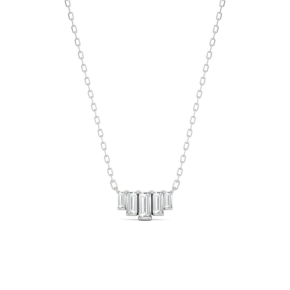 The June Necklace with Sterling Silver / Lab / 1/2 Cut Diamond in 14KT Sterling Silver / Lab / 1/2 view 1
