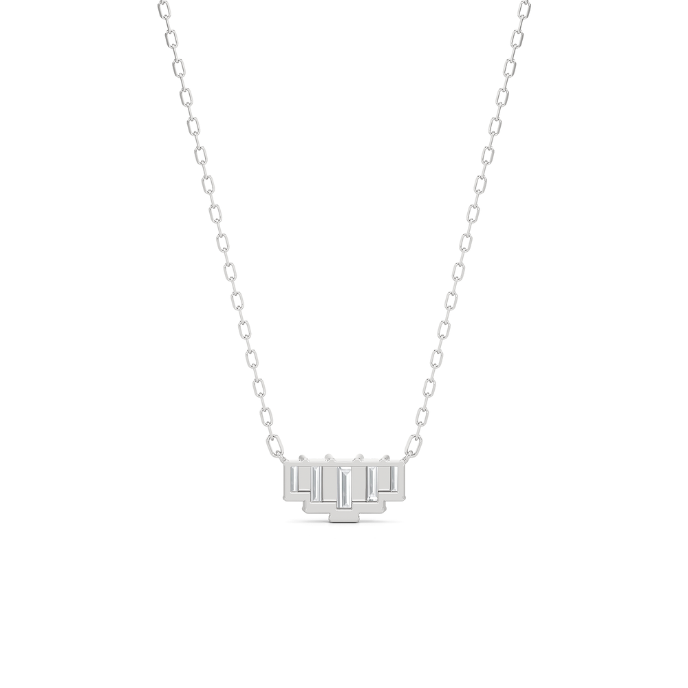 The June Necklace with Sterling Silver / Lab / 1/2 Cut Diamond in 14KT Sterling Silver / Lab / 1/2 view 5
