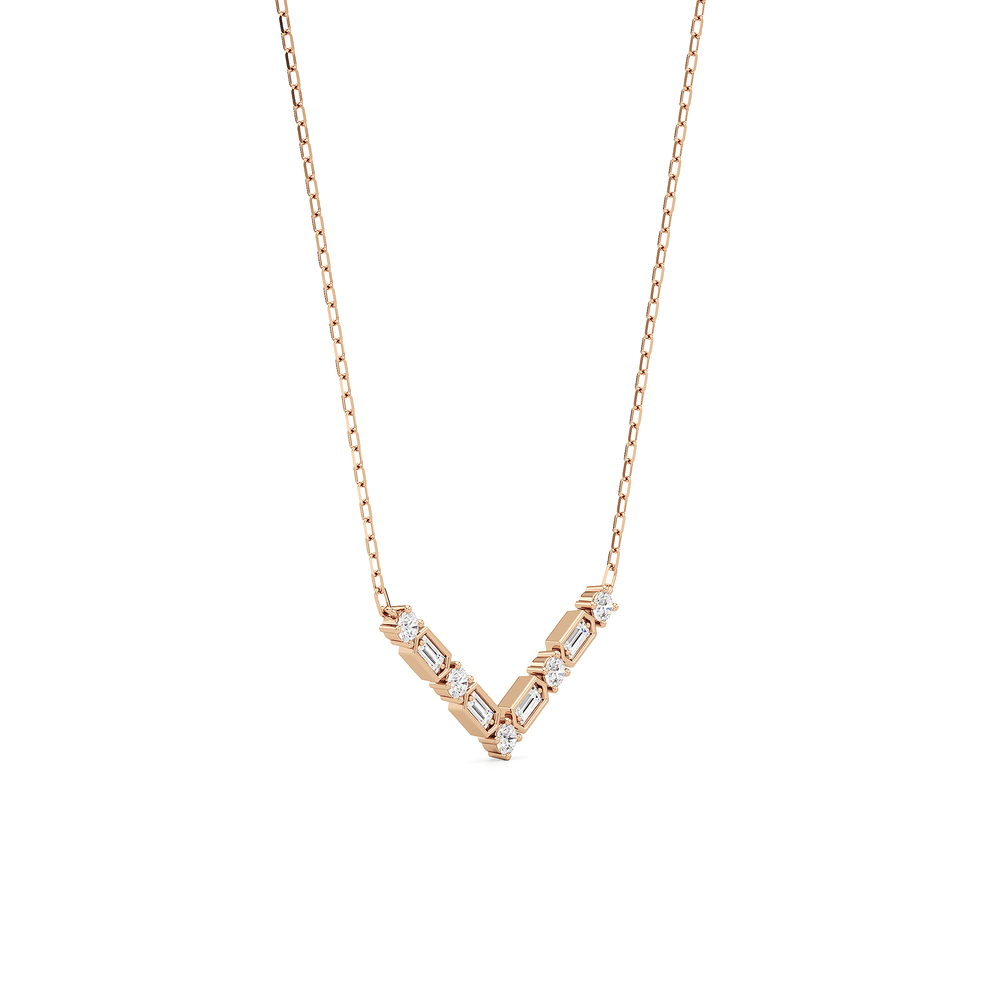 The Elise Necklace with 18K Rose Gold Vermeil / Lab / 1/3 Cut Diamond in 14KT 18K Rose Gold Vermeil / Lab / 1/3 view 4
