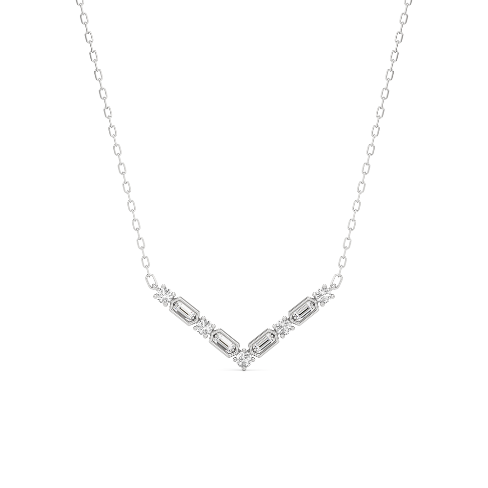 The Elise Necklace with Sterling Silver / Lab / 1/3 Cut Diamond in 14KT Sterling Silver / Lab / 1/3 view 1
