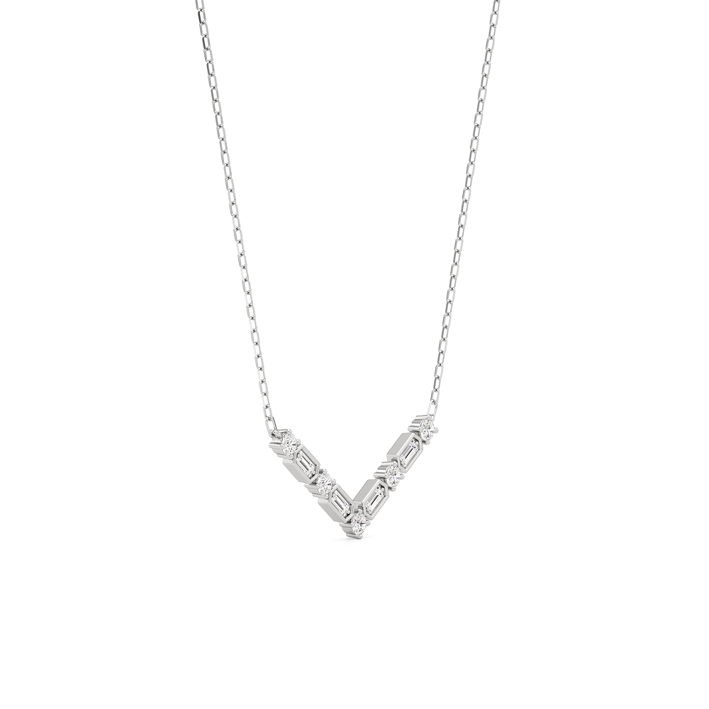 The Elise Necklace with Sterling Silver / Lab / 1/3 Cut Diamond in 14KT Sterling Silver / Lab / 1/3 view 4

