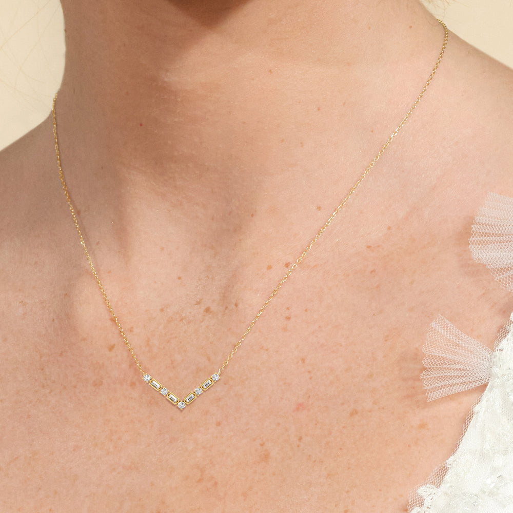 The Elise Necklace with 18K Rose Gold Vermeil / Lab / 1/3 Cut Diamond in 14KT 18K Rose Gold Vermeil / Lab / 1/3 view 2
