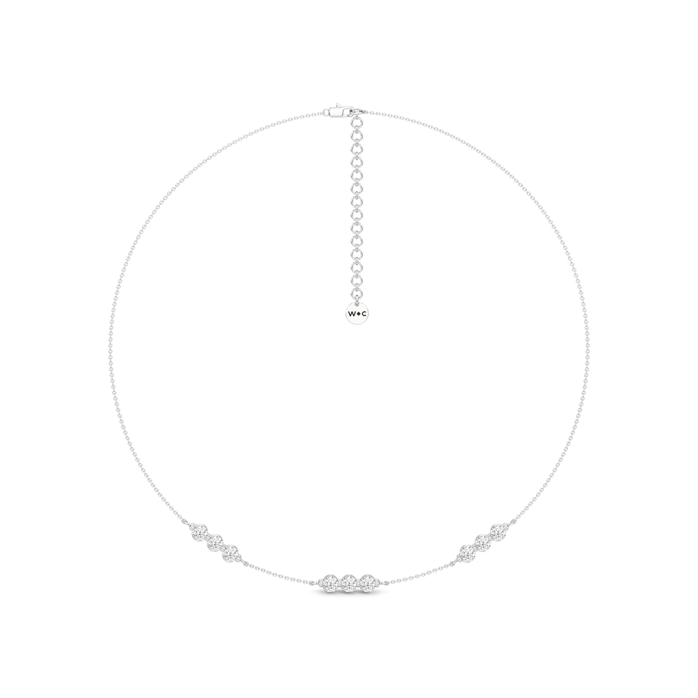 Diamond Trio Station Necklace with 14KT White Gold / Lab / 1/4 Cut Diamond in 14KT White Gold / Lab / 1/4 view 2
