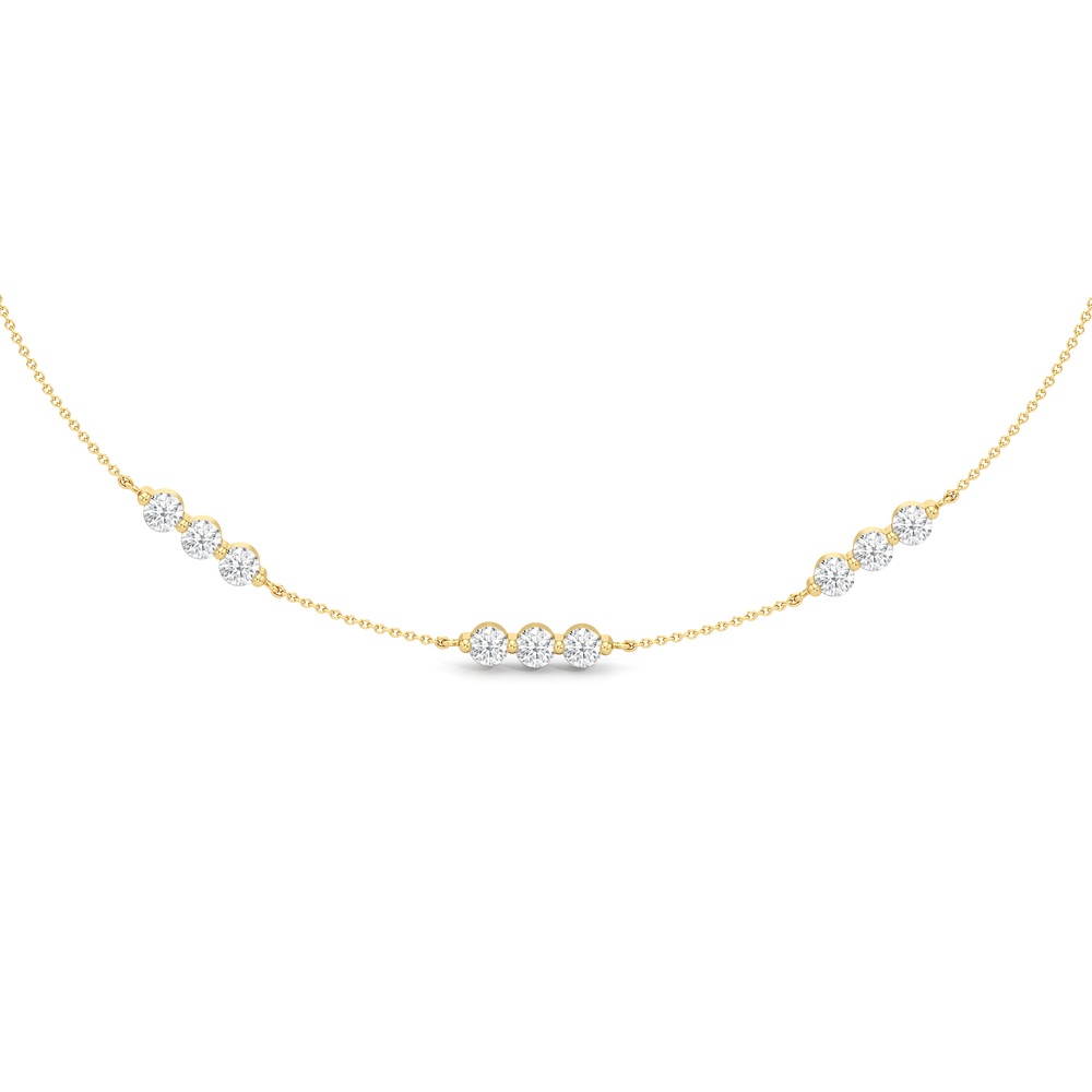 Diamond Trio Station Necklace with 14KT Yellow Gold / Lab / 1/4 Cut Diamond in 14KT Yellow Gold / Lab / 1/4 view 1
