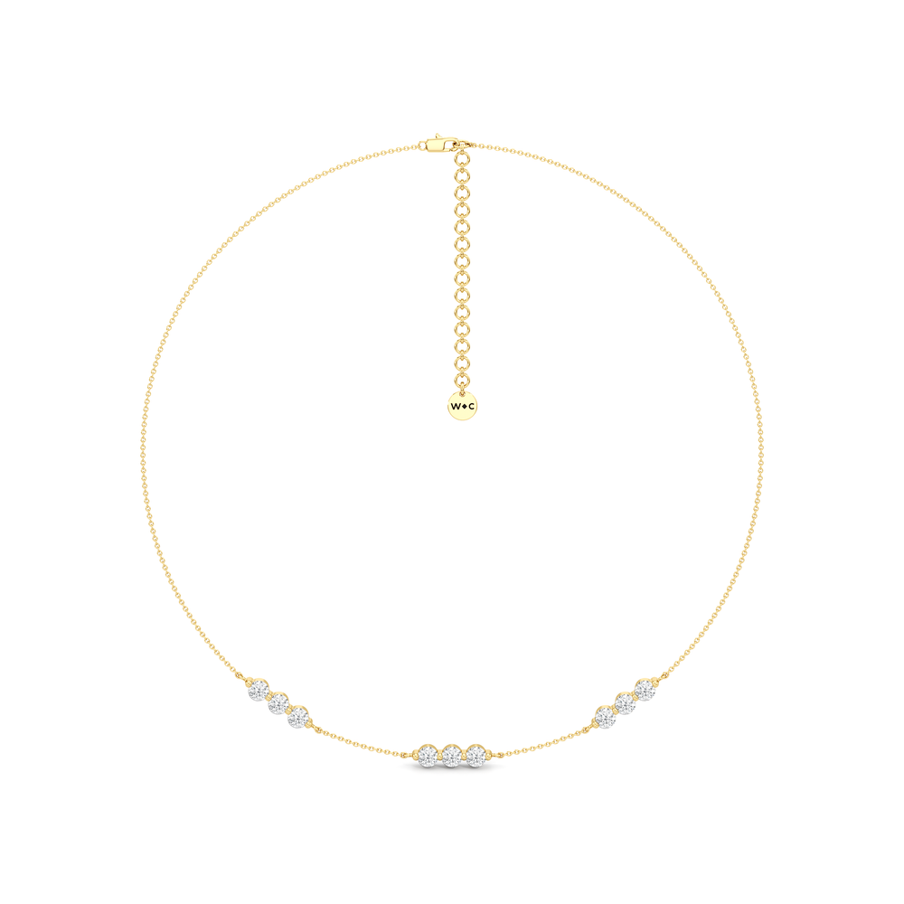 Diamond Trio Station Necklace with 14KT Yellow Gold / Lab / 1/4 Cut Diamond in 14KT Yellow Gold / Lab / 1/4 view 2

