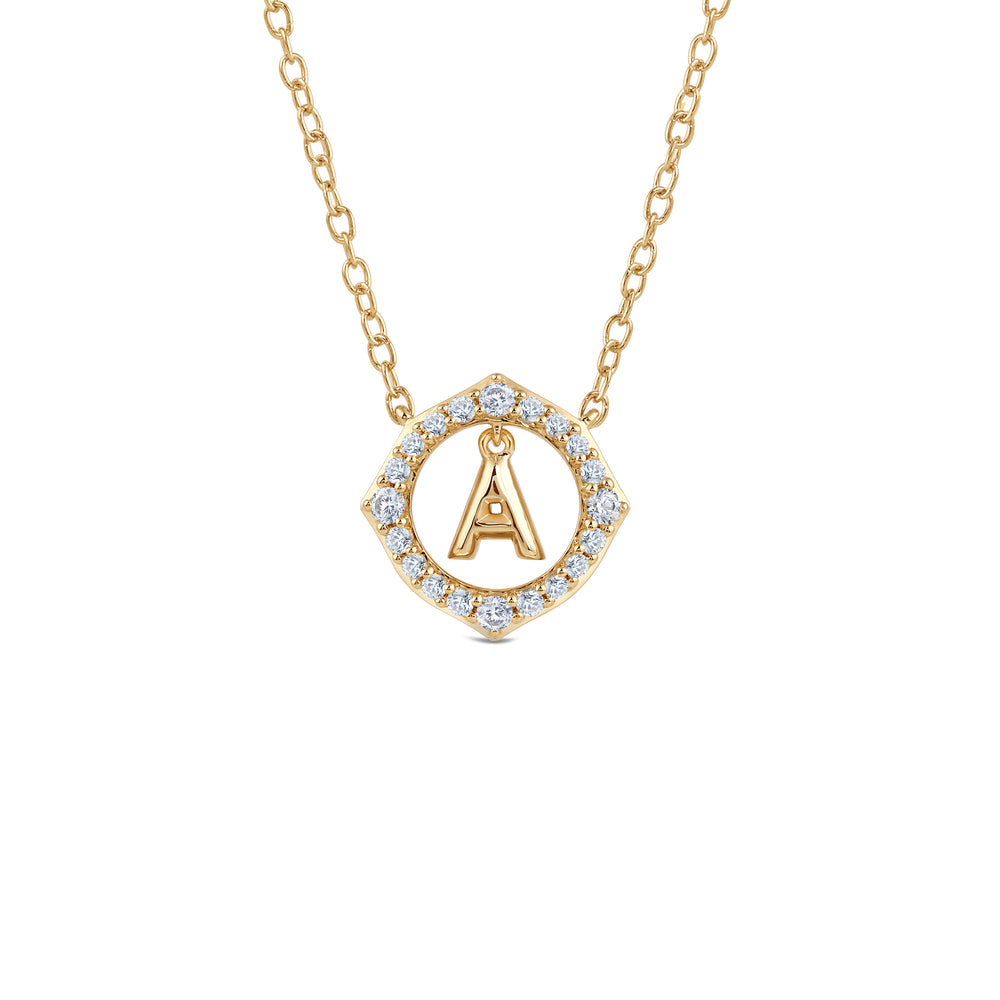 Signature Letter A Necklace with 14KT Yellow Gold / Lab / 1/5 Cut Diamond in 14KT Yellow Gold / Lab / 1/5 view 1
