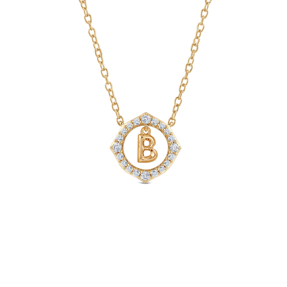 Signature Letter B Necklace with 14KT Yellow Gold / Lab / 1/5 Cut Diamond in 14KT Yellow Gold / Lab / 1/5 view 1

