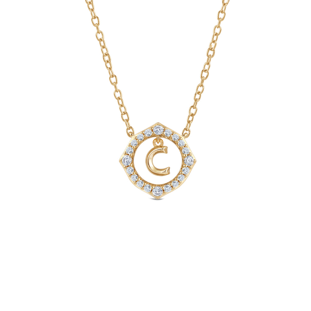 Signature Letter C Necklace with 14KT Yellow Gold / Lab / 1/5 Cut Diamond in 14KT Yellow Gold / Lab / 1/5 view 1
