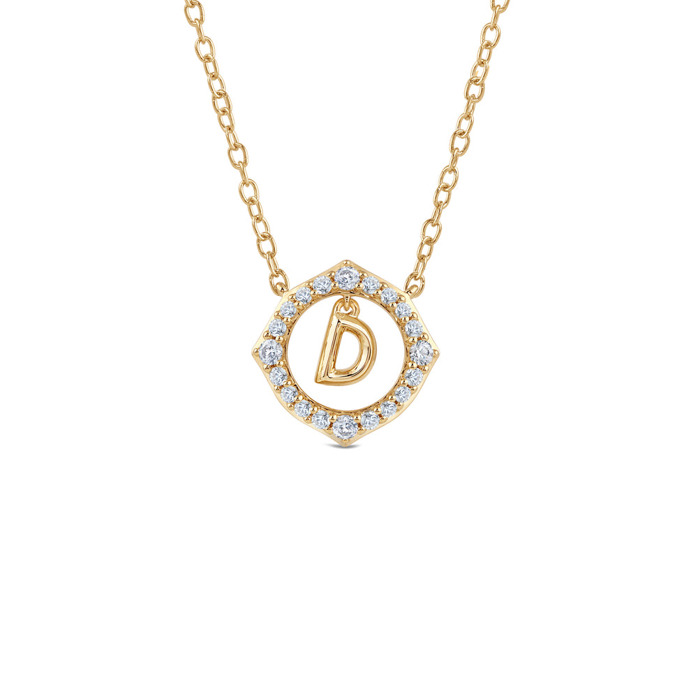 Signature Letter D Necklace with 14KT Yellow Gold / Lab / 1/5 Cut Diamond in 14KT Yellow Gold / Lab / 1/5 view 1
