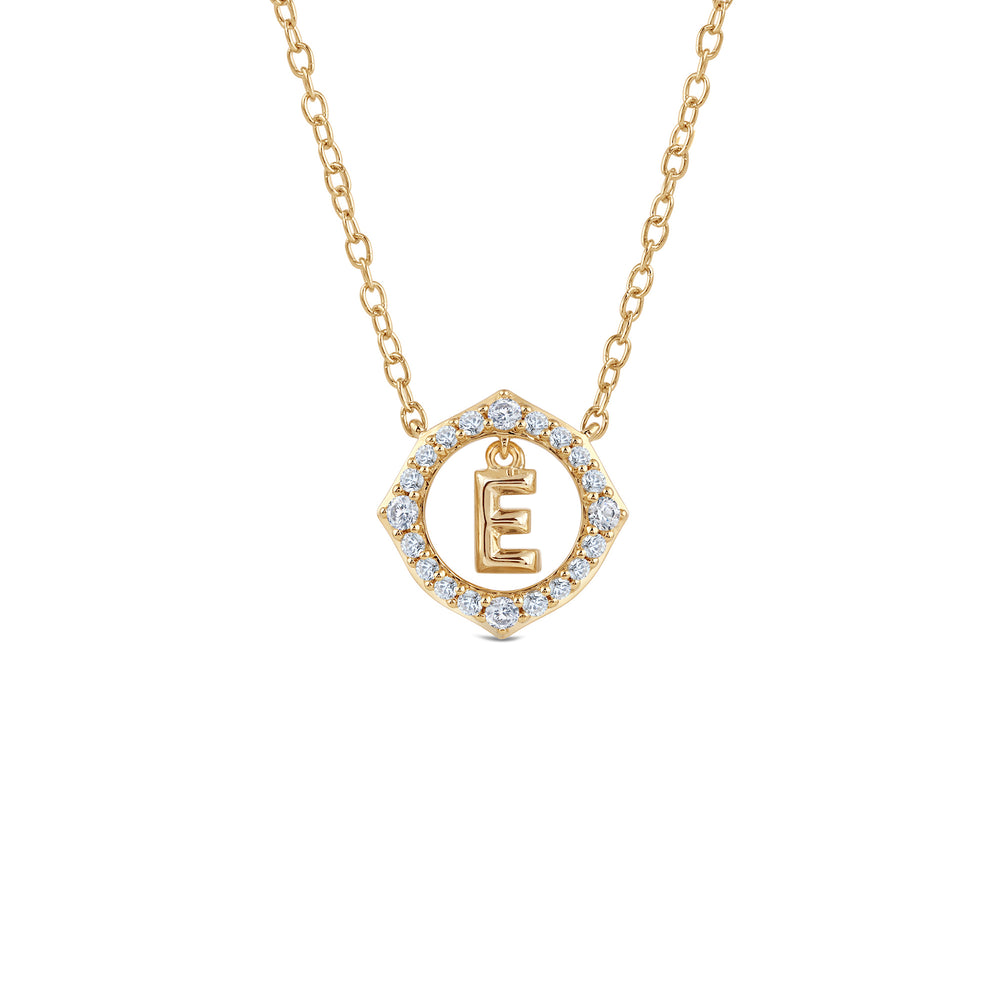 Signature Letter E Necklace with 14KT Yellow Gold / Lab / 1/5 Cut Diamond in 14KT Yellow Gold / Lab / 1/5 view 1
