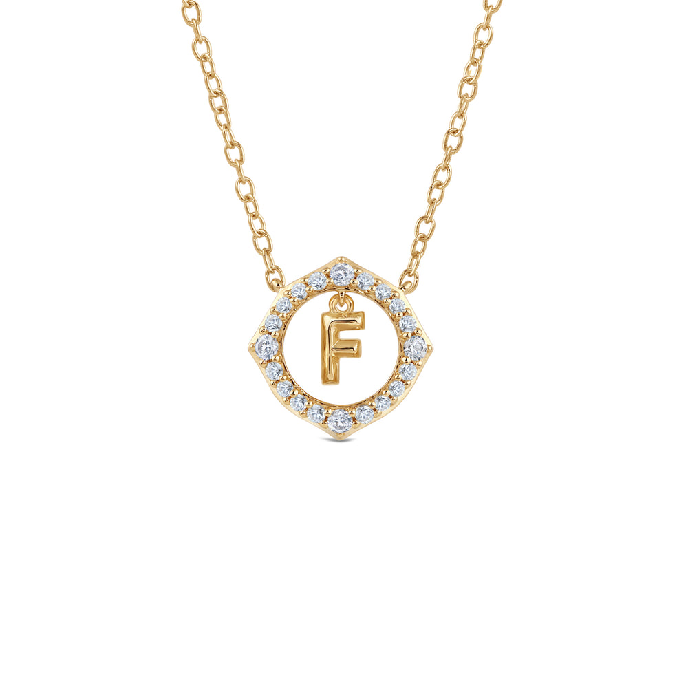Signature Letter F Necklace with 14KT Yellow Gold / Lab / 1/5 Cut Diamond in 14KT Yellow Gold / Lab / 1/5 view 1
