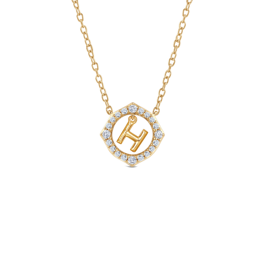 Signature Letter H Necklace with 14KT Yellow Gold / Lab / 1/5 Cut Diamond in 14KT Yellow Gold / Lab / 1/5 view 1
