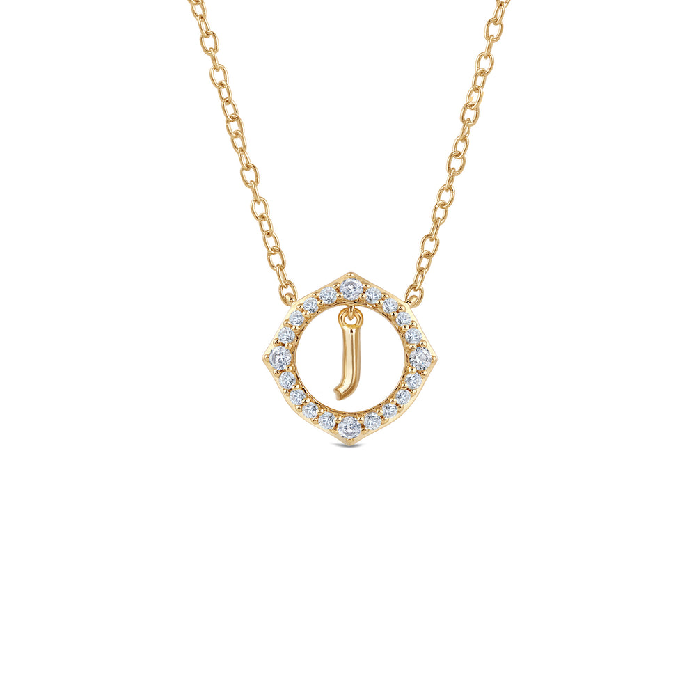 Signature Letter J Necklace with 14KT Yellow Gold / Lab / 1/5 Cut Diamond in 14KT Yellow Gold / Lab / 1/5 view 1

