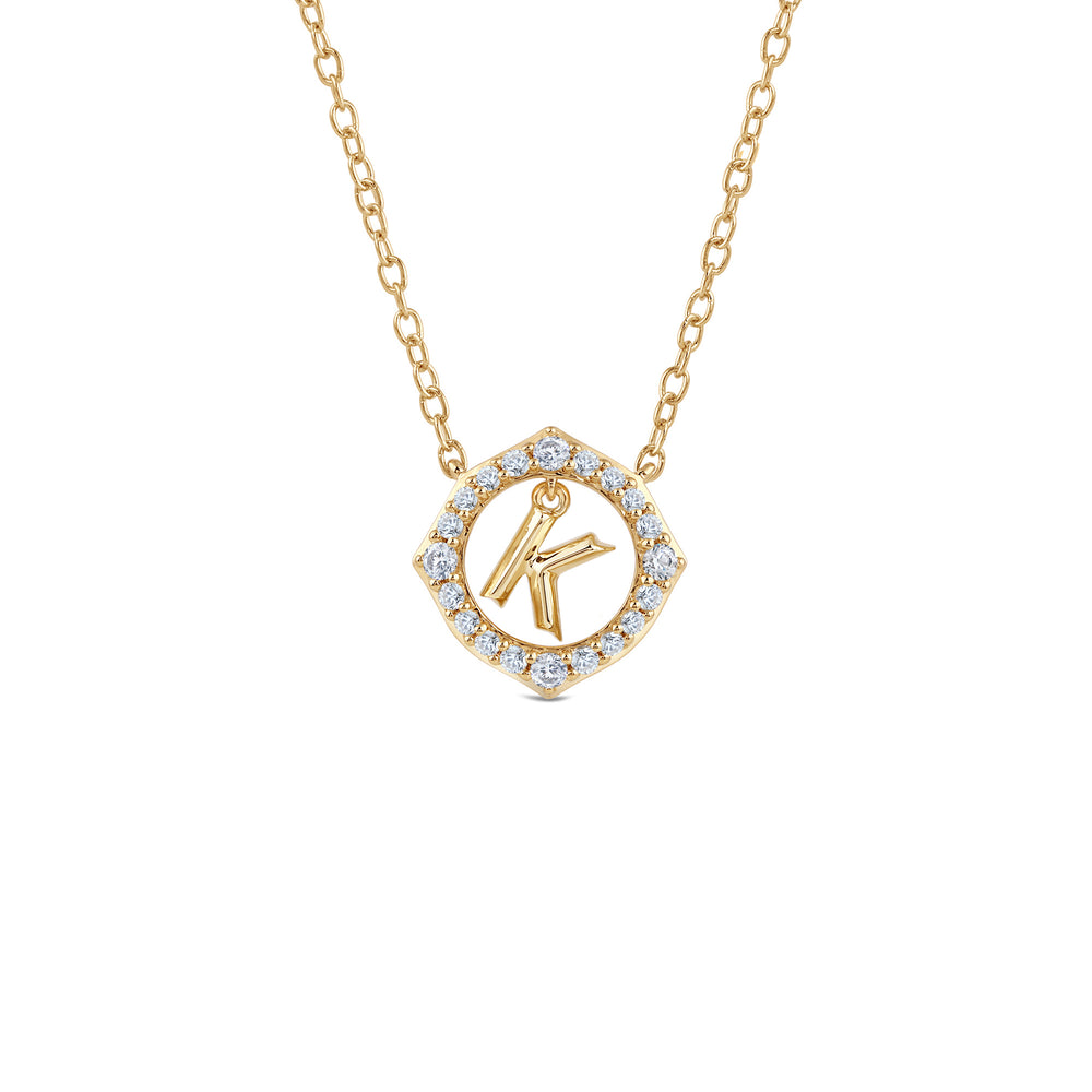 Signature Letter K Necklace with 14KT Yellow Gold / Lab / 1/5 Cut Diamond in 14KT Yellow Gold / Lab / 1/5 view 1
