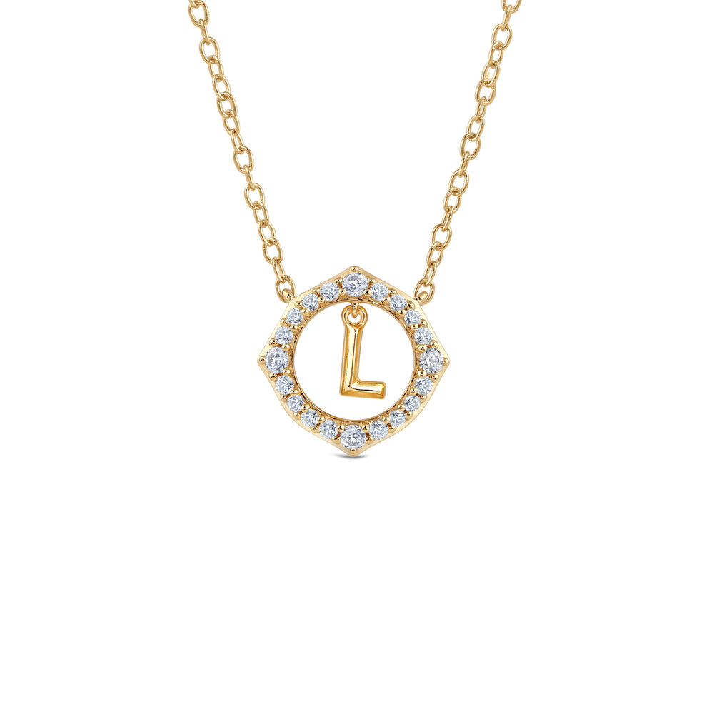 Signature Letter L Necklace with 14KT Yellow Gold / Lab / 1/5 Cut Diamond in 14KT Yellow Gold / Lab / 1/5 view 1
