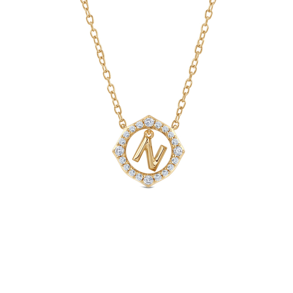 Signature Letter N Necklace with 14KT Yellow Gold / Lab / 1/5 Cut Diamond in 14KT Yellow Gold / Lab / 1/5 view 1
