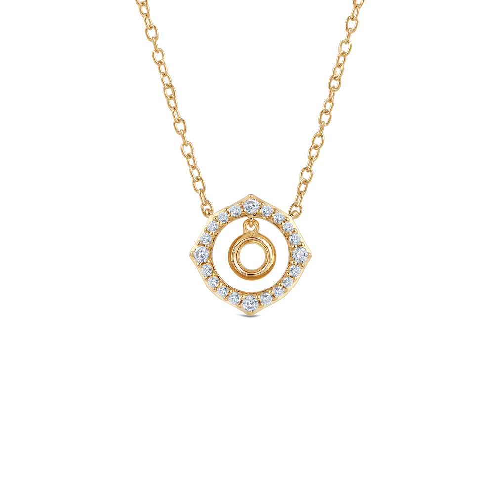 Signature Letter O Necklace with 14KT Yellow Gold / Lab / 1/5 Cut Diamond in 14KT Yellow Gold / Lab / 1/5 view 1
