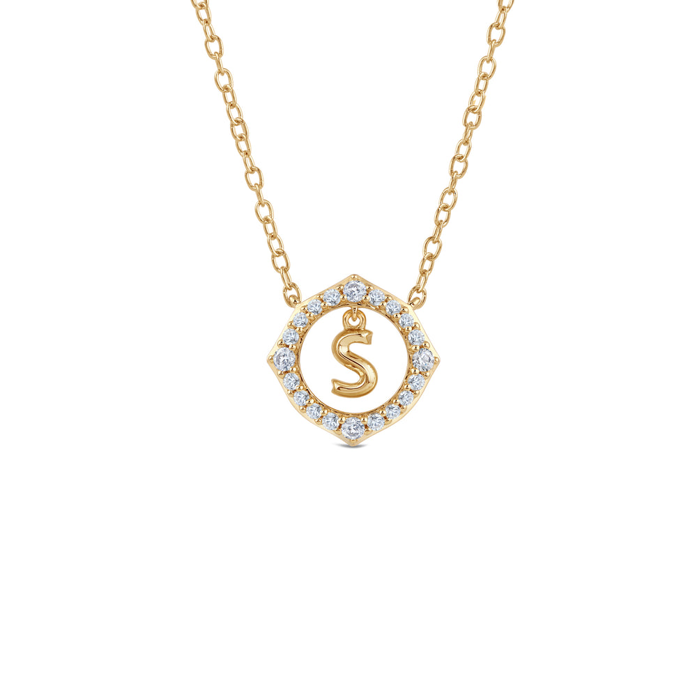 Signature Letter S Necklace with 14KT Yellow Gold / Lab / 1/5 Cut Diamond in 14KT Yellow Gold / Lab / 1/5 view 1
