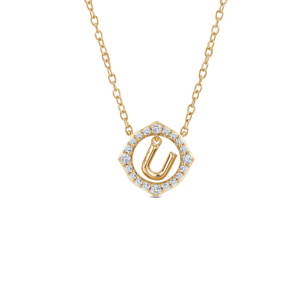 Signature Letter U Necklace with 14KT Yellow Gold / Lab / 1/5 Cut Diamond in 14KT Yellow Gold / Lab / 1/5 view 1
